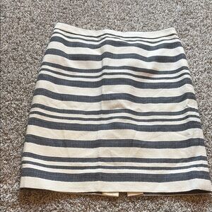 J Crew Striped Navy and Cream Pencil Skirt